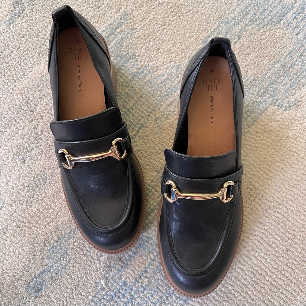 CHUNKY HEEL LOAFERS HORSEBIT DETAIL SIZE 9 BLACK NWT - Picture 8 of 16